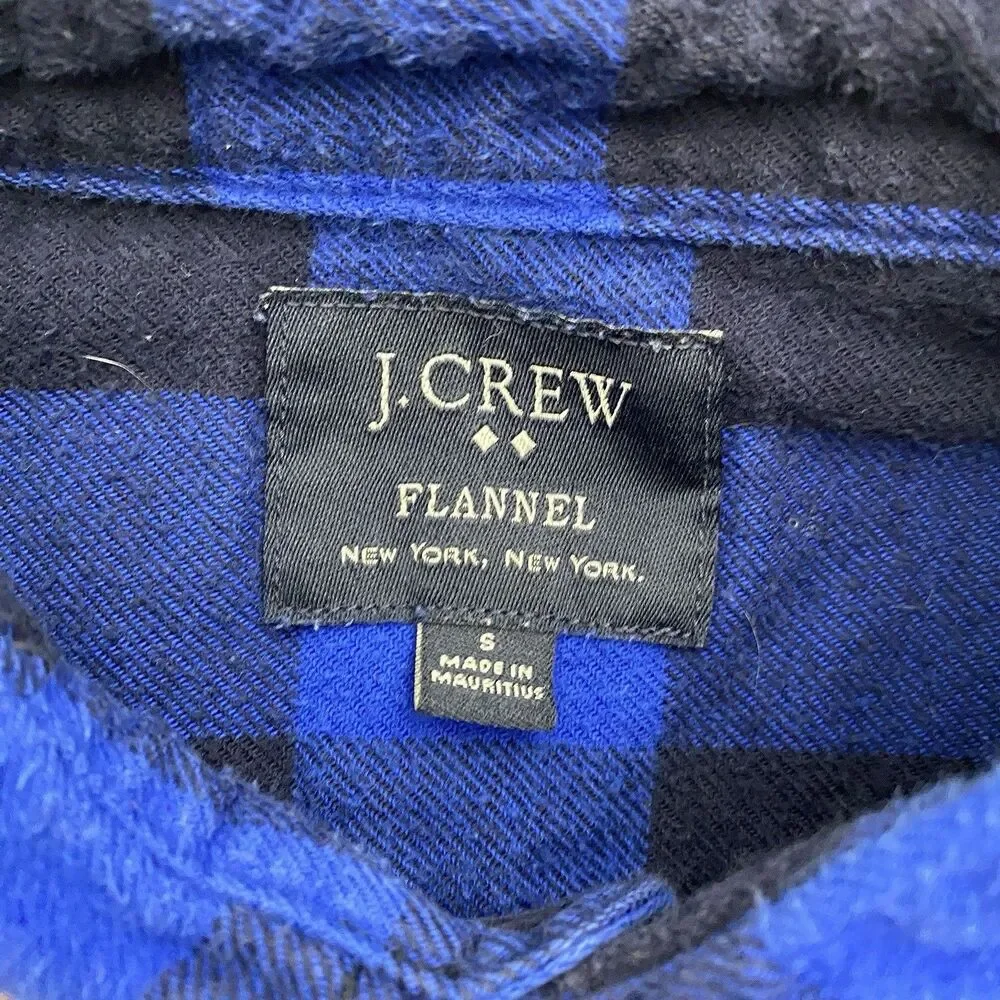 J Crew Flannel Shirt Mens Small Blue Buffalo Check Button Down Cotton Grunge